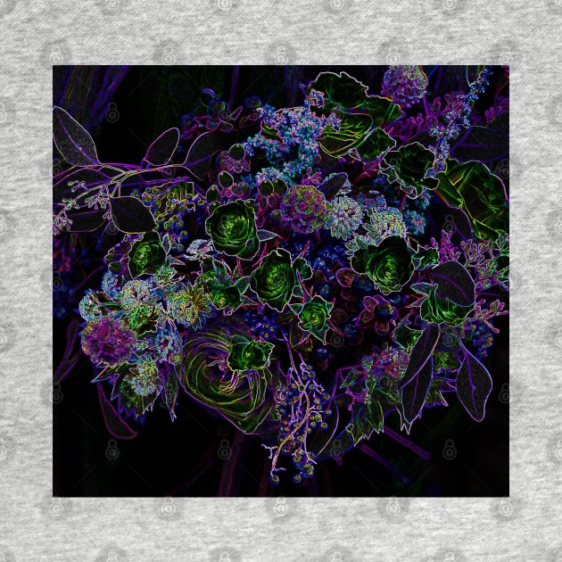 Black Panther Art - Flower Bouquet with Glowing Edges 10 by The Black Panther